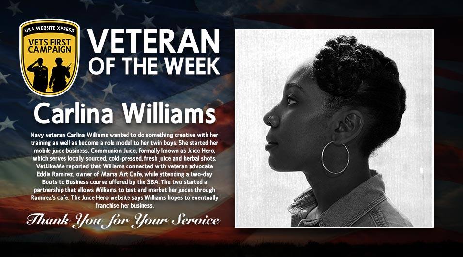 Carlina Williams, Operation American Hero, Veteran of the Week